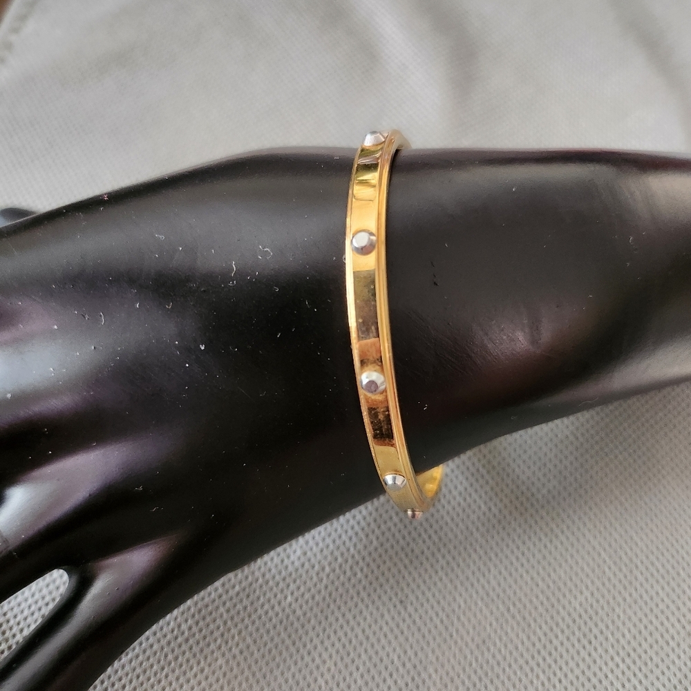 Michael Kors Heritage astor gold tone silver tone stud cuff bracelet